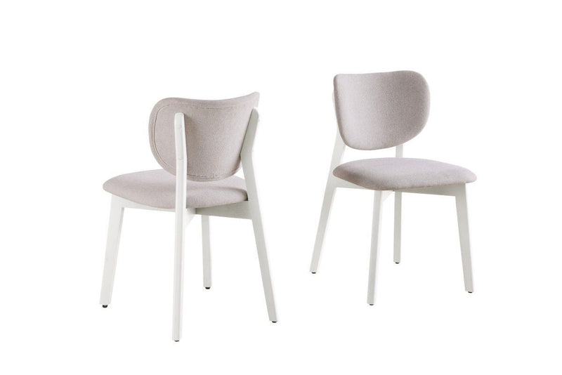 Brassex Dua Cream Fabric Upholstered Dining Chair with Curved Backrest, 2-pc Z1