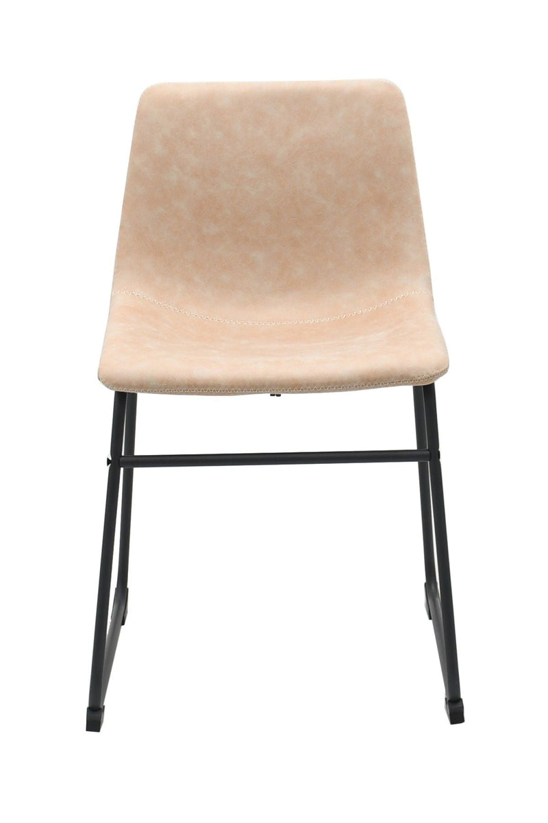 Brassex Rachel Vintage Beige Fabric Upholstered Dining Chair, 2-pc H0