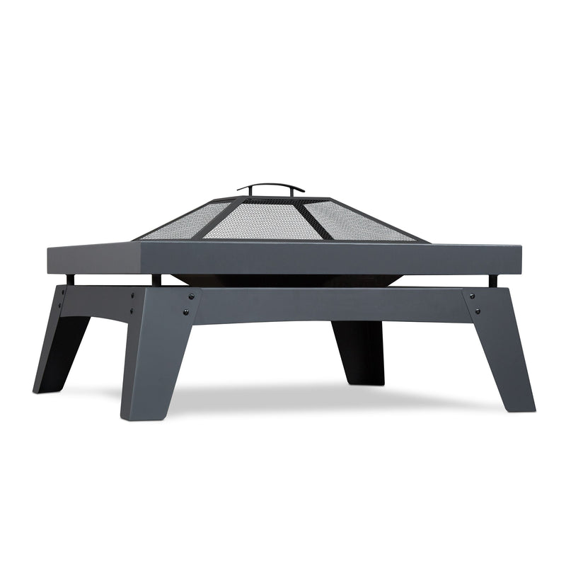 Breton Square Steel Wood Burning Fire Pit in Gray, 37-in D8