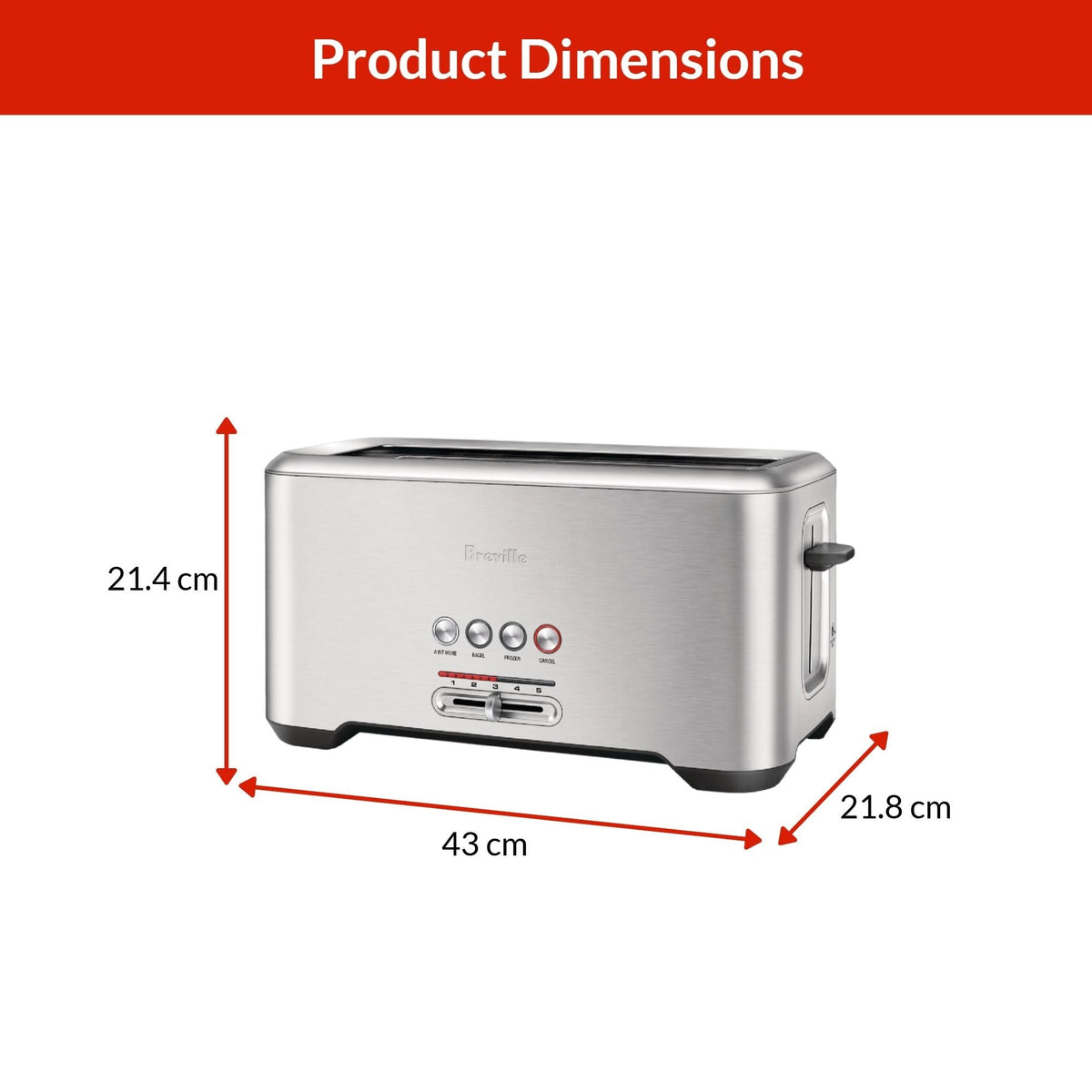 Breville ‘A Bit More’ 4-Slice Toaster, Brushed Stainless Steel