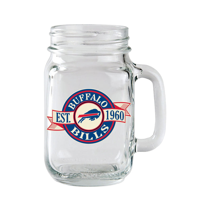 Buffalo Bills Mason Jar Mug Pint Glass For NFL Football Fans/Collectors, 16.5-oz D6
