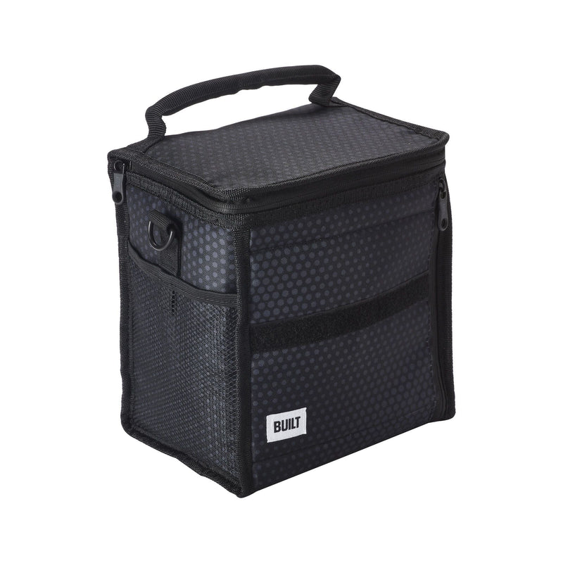 Built Ice House Cube Lunch Bag, Black Midnight Micro Dot, with Freezable Gel Z7