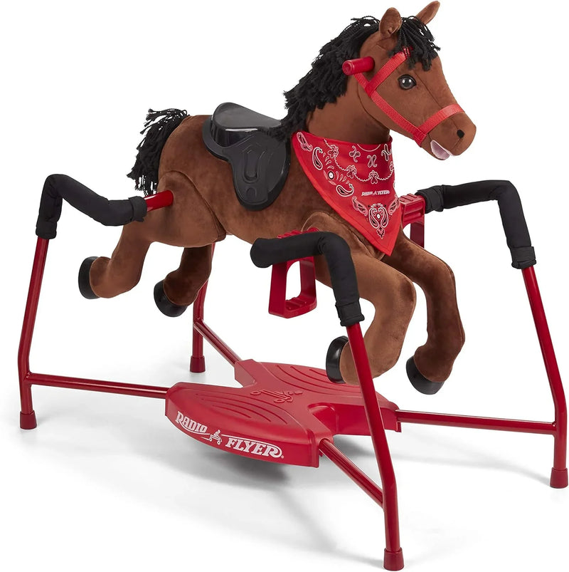 Brown plush interactive riding horse U6