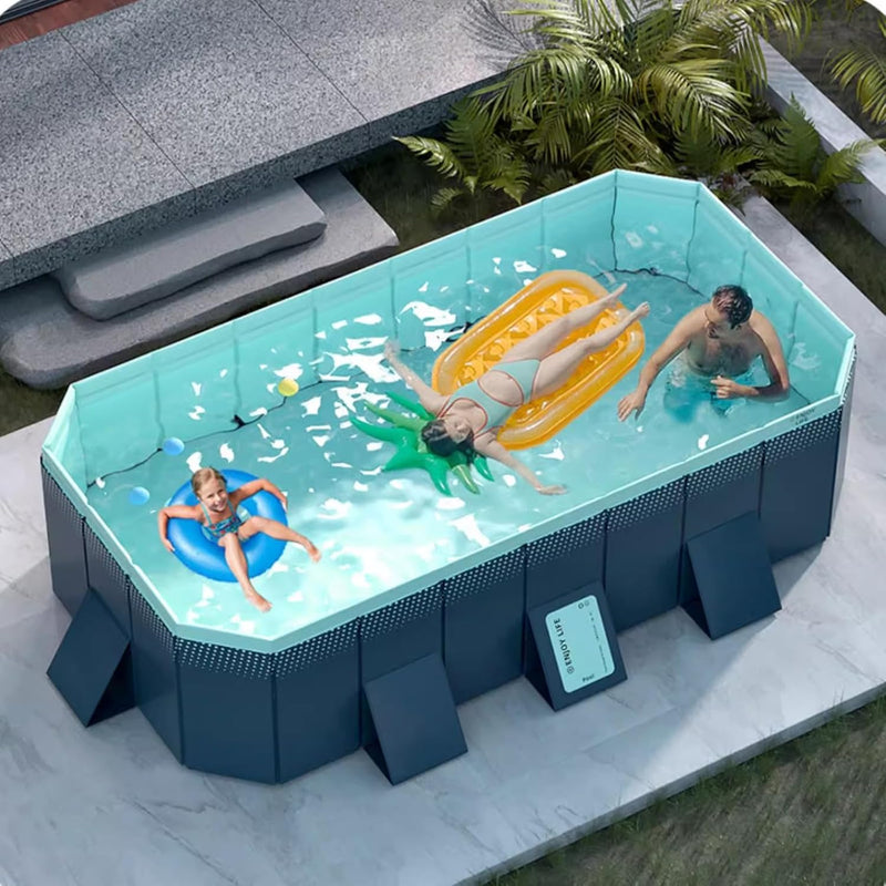 Pool Above Ground/Wood Frame Swimming Pools, 5feet/ 6foot/ 7ft/ 8ft/ 9ft/ 13ft Long Outdoor Mini Large Rectangular Pool for Indoor Outdoor Backyard Home, Toddler Adults Relax Pool (Size : 1.6x1.2x0. D1