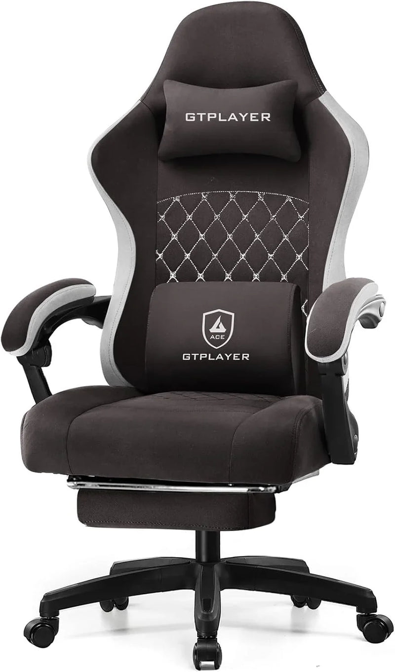 Gaming Chair, Computer Office Chair with Pocket Spring Cushion, Linkage Armrests and Footrest, High Back Ergonomic Computer Chair with Lumbar Support Task Chair with Footrest Q5
