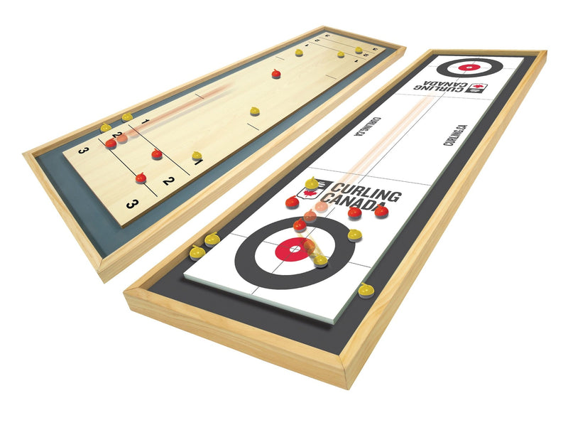 Canada Curling Game, Deluxe Wood 2-in-1 Double Sided Giant Table Top Game Set, 47-in, Ages 6+ O5