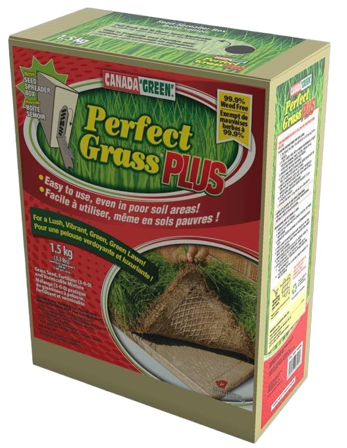 Canada Green Perfect Grass Plus 3-0-3 Grass Seed, Fertilizer & Vermiculite Mixture, 1.5kg C2