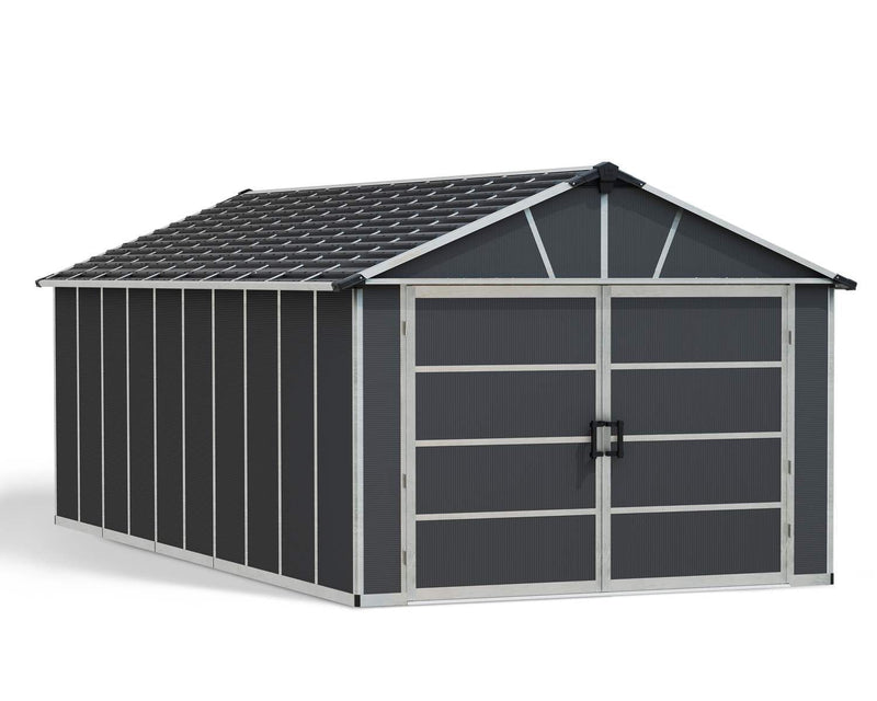CANOPIA by Palram Yukon 2-Door Car Garage/Utility Storage Shed Kit, Dark Grey, 11x21-ft U2