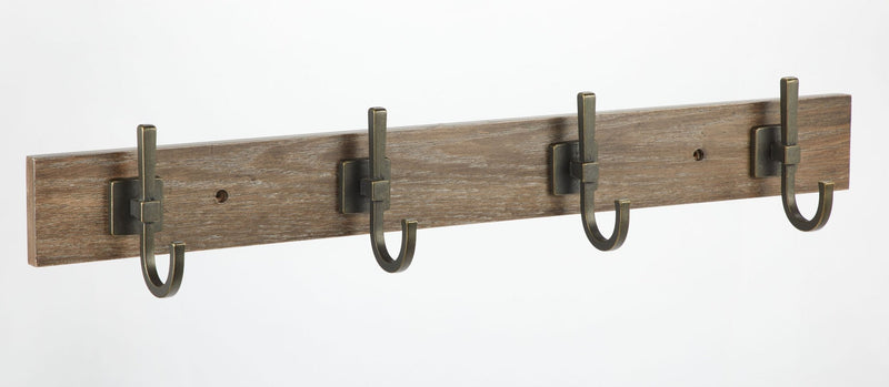CANVAS 4-Hook Rail, Weathered Walnut, 27-in A9