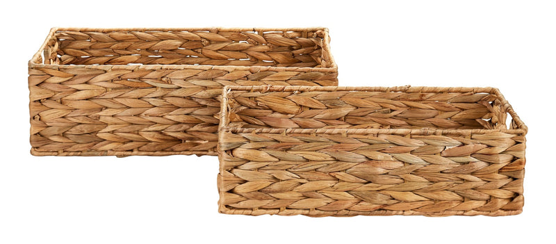 Canvas Ari Rectangle Woven Water Hyacinth Storage Basket, 2-pc S1