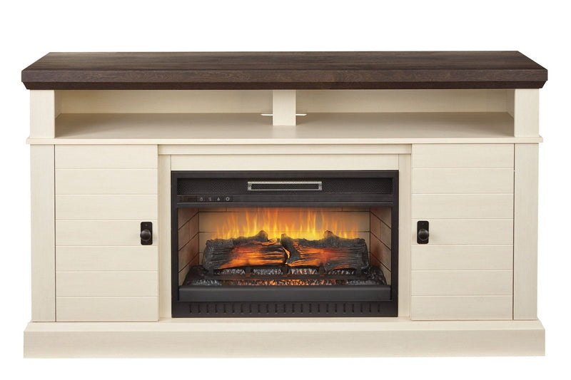 CANVAS Ashcroft Media Console Electric Fireplace TV Stand, 60-in, 1400W, Includes Remote Control, White B4