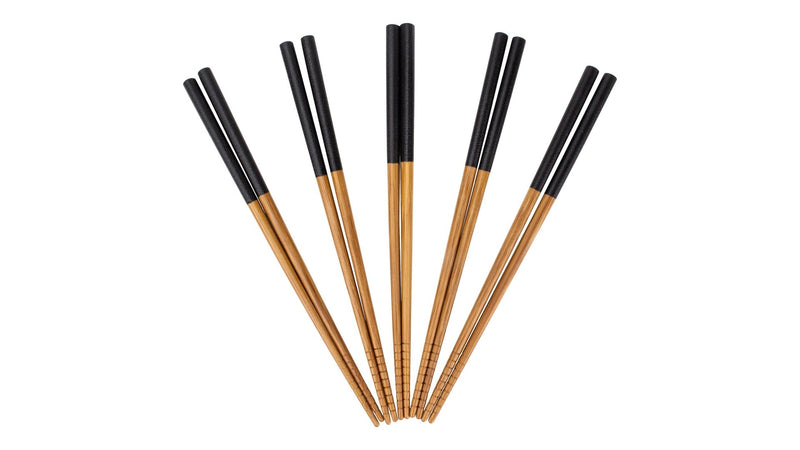 CANVAS Bamboo Wood Chopsticks with Black Top, Serves 5, 10-pc F6