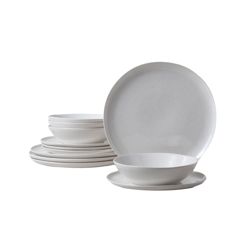 CANVAS Bettina Glossy Stoneware Dinnerware Set, Serves 4, 12-pc, White Speckle E7