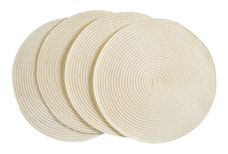 CANVAS Braided Round Placemats, Cream, 4-pk G8