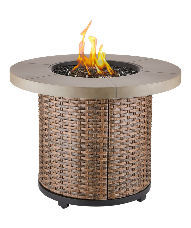 CANVAS Bryce Stainless Steel Round Outdoor Gas Fire Table, 50,000 BTUs, 32-in E5