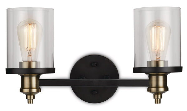 CANVAS Calliet 2-Light Vanity Light, Matte Black/Brass W7