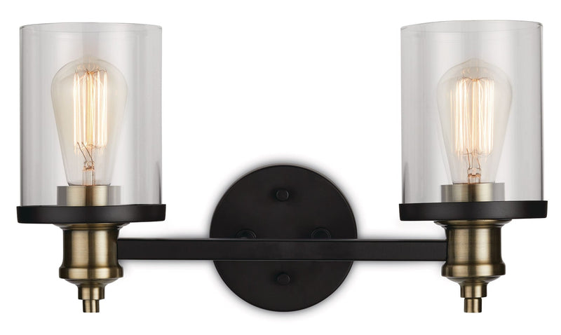 CANVAS Calliet 2-Light Vanity Light, Matte Black/Brass W7