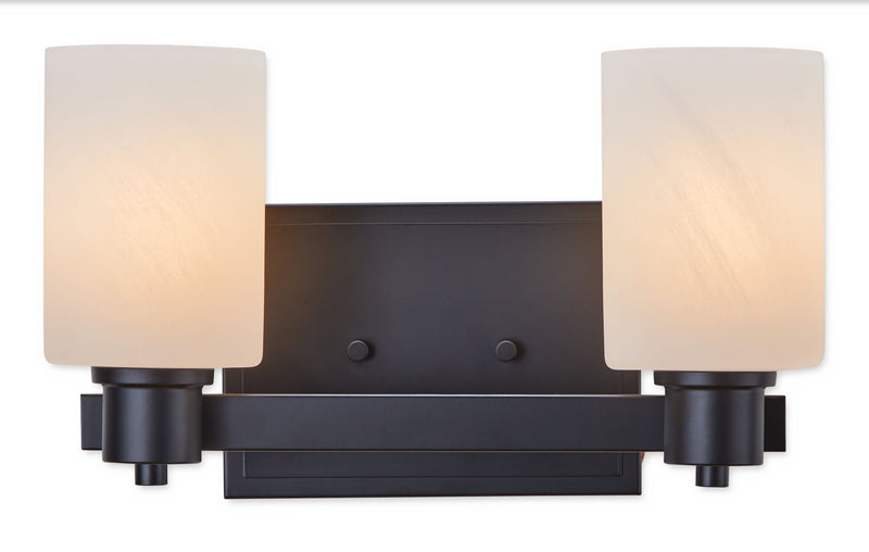 Canvas Cambray 2-Light Alabaster Shade Vanity Light, Black J7