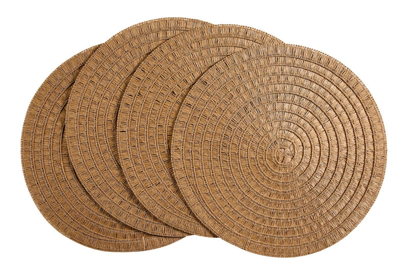 CANVAS Crochet Natural Placemats, Round, Hand-woven, 4-pk V7