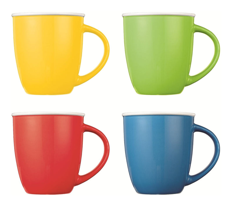 CANVAS Easton Ceramic Mug Set, 13.5-oz, Assorted Colours, 4-pc, Dishwasher and Microwave Safe E7