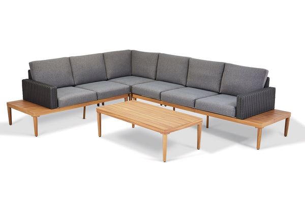 CANVAS Edenvale Aluminum Frame & Wicker Faux Wood Finish Outdoor/Patio Sectional Set, 4-pc L9