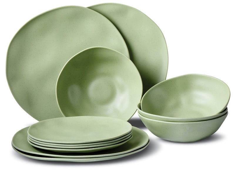CANVAS Everyday Dinnerware Set, BPA-Free, Sage Green, 12-pk Y3