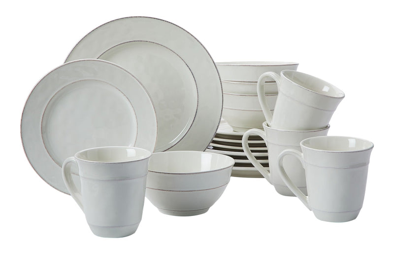 CANVAS Gablehurst Stoneware Dinnerware Set with Mugs, Serves 4, 16-pc, Cream Reactive Glaze J1