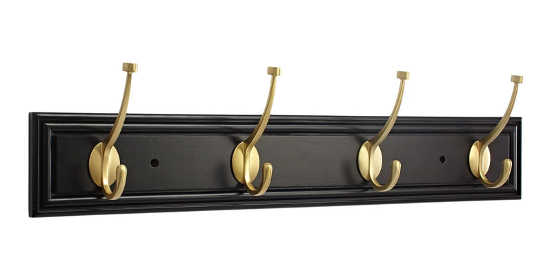 CANVAS Galena Stainless Steel 4-Hook Pill Top Rail, Black/Brass, 27-in T8