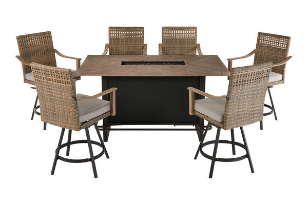 CANVAS Granville Fire Outdoor Dining Set with Water/Stain/Fade-Resistant Cushions, 7-pc T0