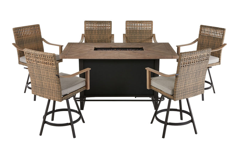 CANVAS Granville Fire Outdoor Dining Set with Water/Stain/Fade-Resistant Cushions, 7-pc T0