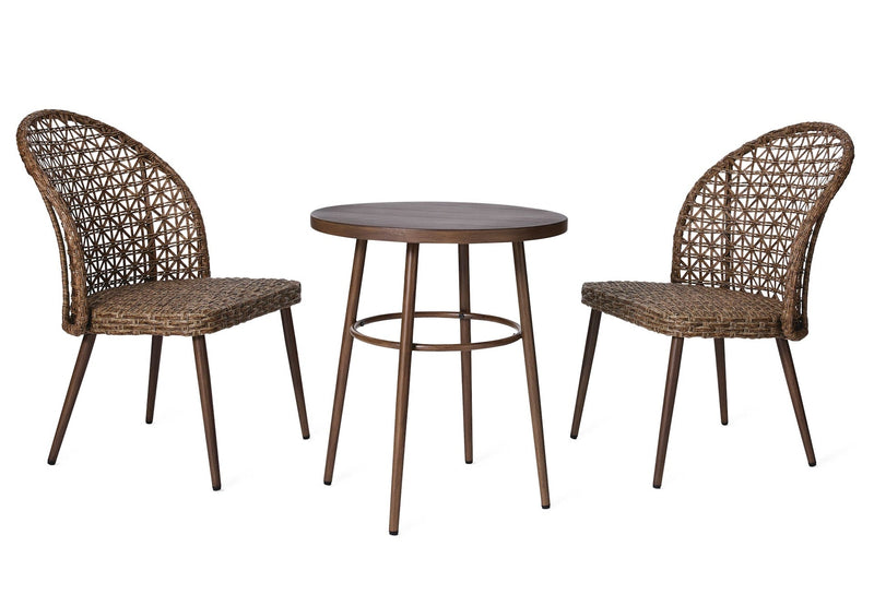 CANVAS Grayling Wicker Outdoor Patio Chat Set with Padded Cushions, Brown, 3-pc I5