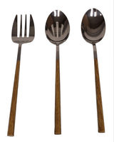 CANVAS Kin Stainless Steel Serving Set with Faux Wood Finish, 3-pc