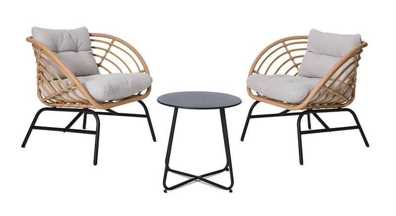 CANVAS Leslieville Outdoor Patio Chat Set with Tufted Cushions, Brown, 3-pc G7