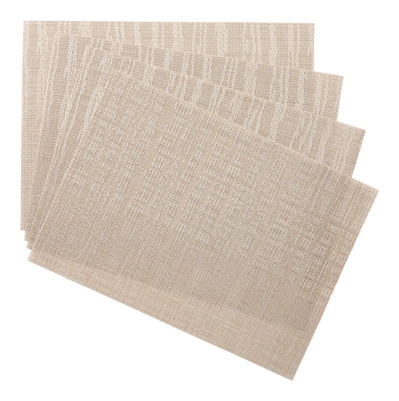 CANVAS Lurex Rectangle Textilene Woven Placemat, Prosecco, 13-in x 18-in, 4-pk E1