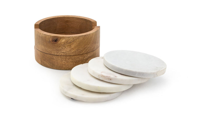 CANVAS Marble Drink Coasters, Round, Crystal, 4-pk V7
