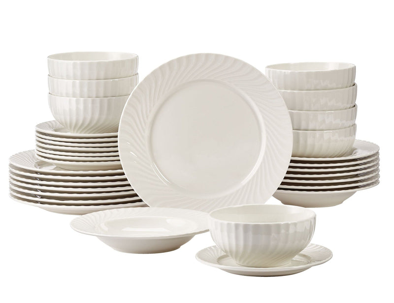 CANVAS Milliken Embossed Stoneware Dinnerware Set, Serves 8, 32-pc, White Q0