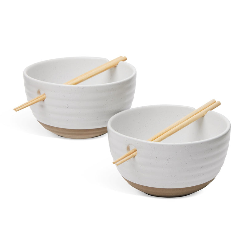 CANVAS Noodle Bowl with Chopsticks Set, Serves 2, 4-pc, White N6
