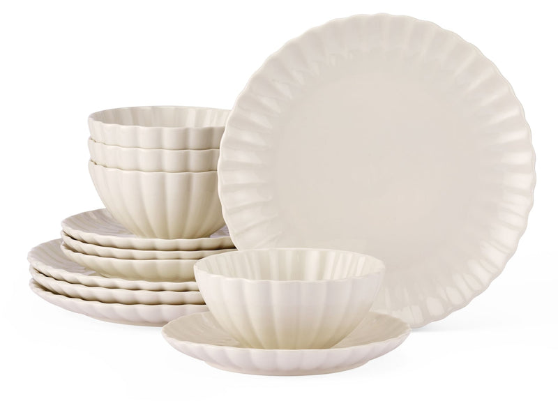 CANVAS Odessa Scalloped Porcelain Dinnerware Set, 12-pc, White U0