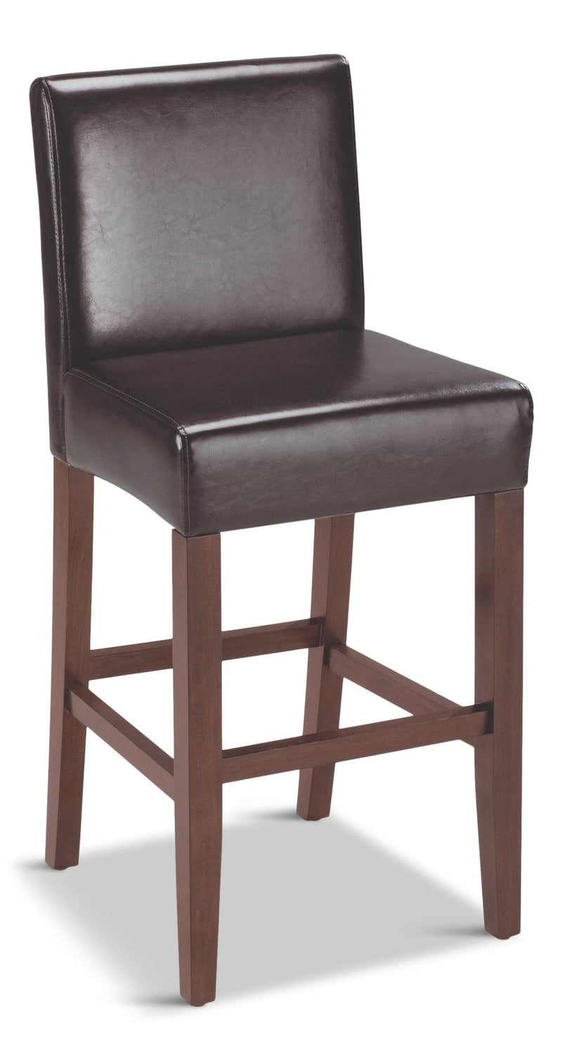 CANVAS Parsons Wood & PU Leather Bar Stool With Backrest, Dark Brown T3