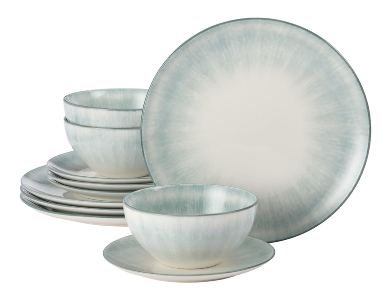 CANVAS Porcelain Dinnerware Set, Serves 4, 12-pc, Sage Green Pad Print A5
