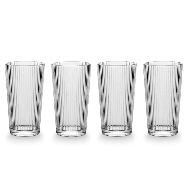CANVAS Ribbed High Ball Glass Set, Lead-free, 4-pc O2