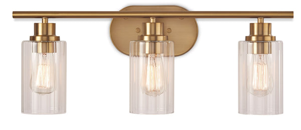 CANVAS Rosstown 3-Light Vanity Light Fixture with Glass Shades, Brushed Gold F5