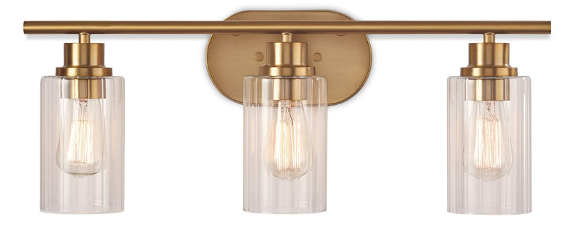 CANVAS Rosstown 3-Light Vanity Light Fixture with Glass Shades, Brushed Gold F5