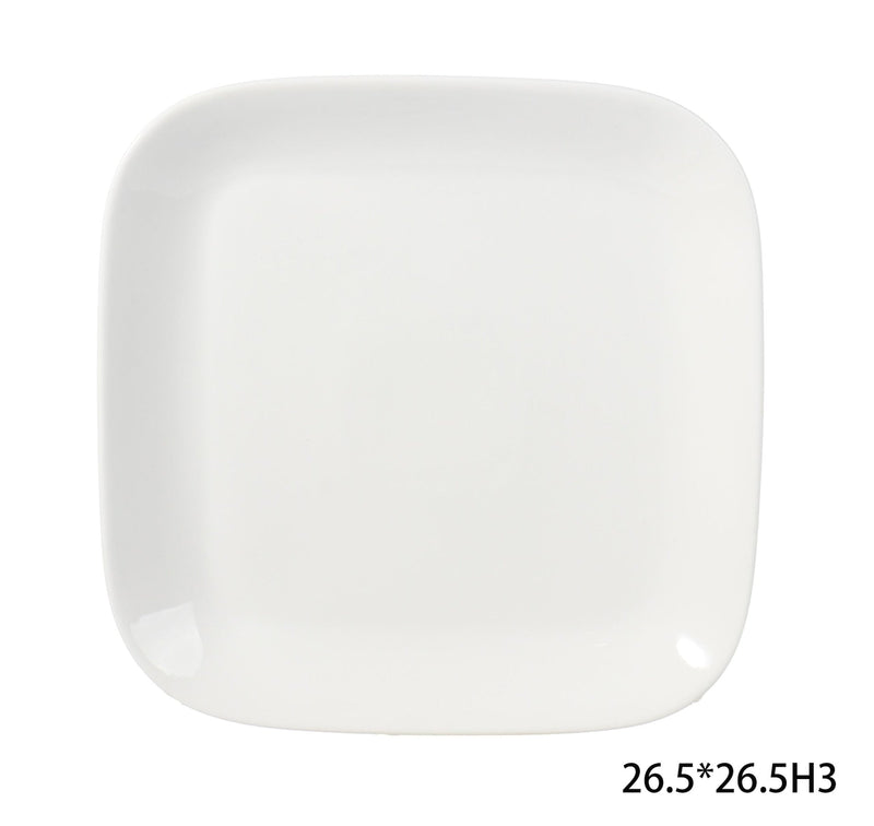 CANVAS Square Stoneware Dinner Plate, 10-in, White E4