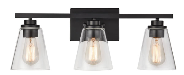 CANVAS Venlaw 3-Light Vanity Light Fixture with Clear Glass Shade, Matte Black E5