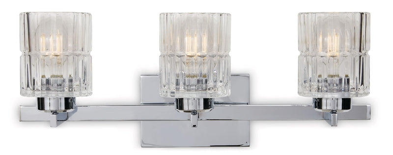 CANVAS Waverly 3-Light Vanity Light Fixture with Clear Glass Shades, Chrome E5