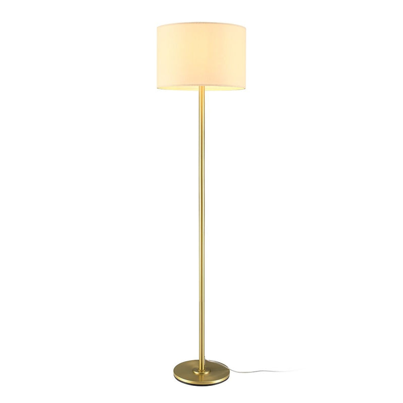 CANVAS White Drum Shade Floor Lamp, 16-in, Metallic Gold/Matte Brass F0