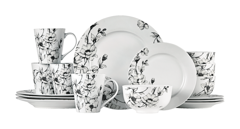 CANVAS Wild Rose Porcelain Dinnerware Set, Serves 4, 16-pc, White B3