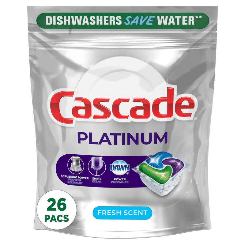 Cascade Platinum Action Pacs Dishwasher Detergent, Fresh Scent, 26-ct Q0