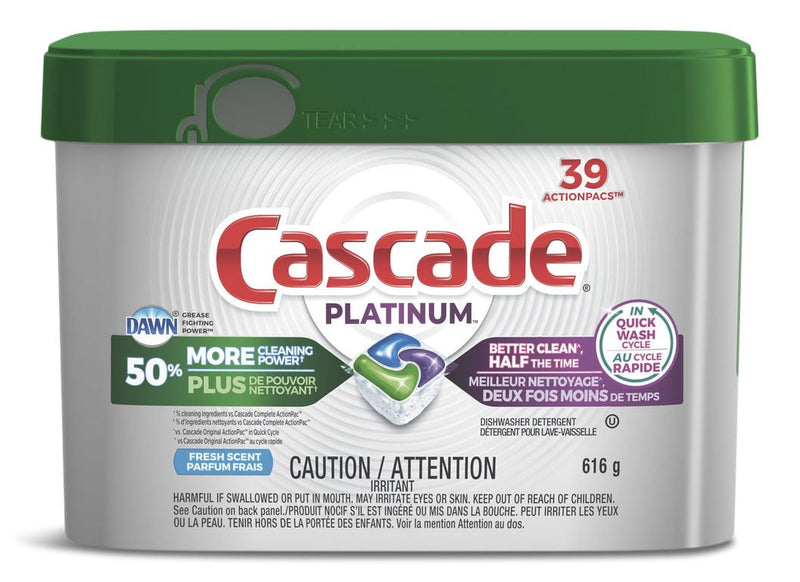 Cascade Platinum Dishwasher Detergent Pods, Fresh, 39-pk X7